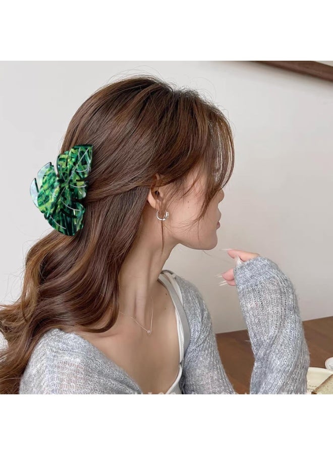 ChicAbode Green Leaf Shape Hairpin, Creative Fresh Hairpin, Hair Grasping Clip, Lady Girl Hair Accessories, Powerful Setting, Non Slip, Suitable for Thick and Sparse Hair, 3.5 Inches 3.5 Inches - Image 3